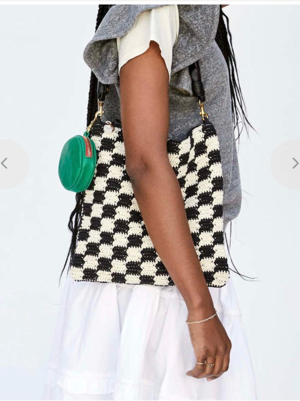 Clare V Fold Over Clutch in Crochet Checker // Black and Cream - Picture 1 of 5